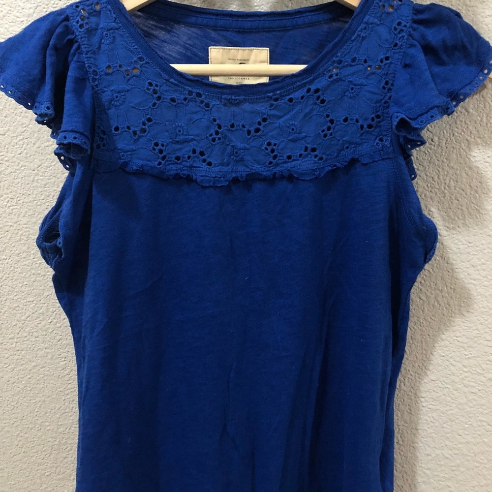 Blue ruffle top